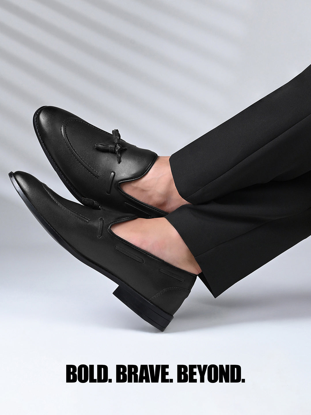 Jet Black Handcrafted Tassel Moccasin Slipon