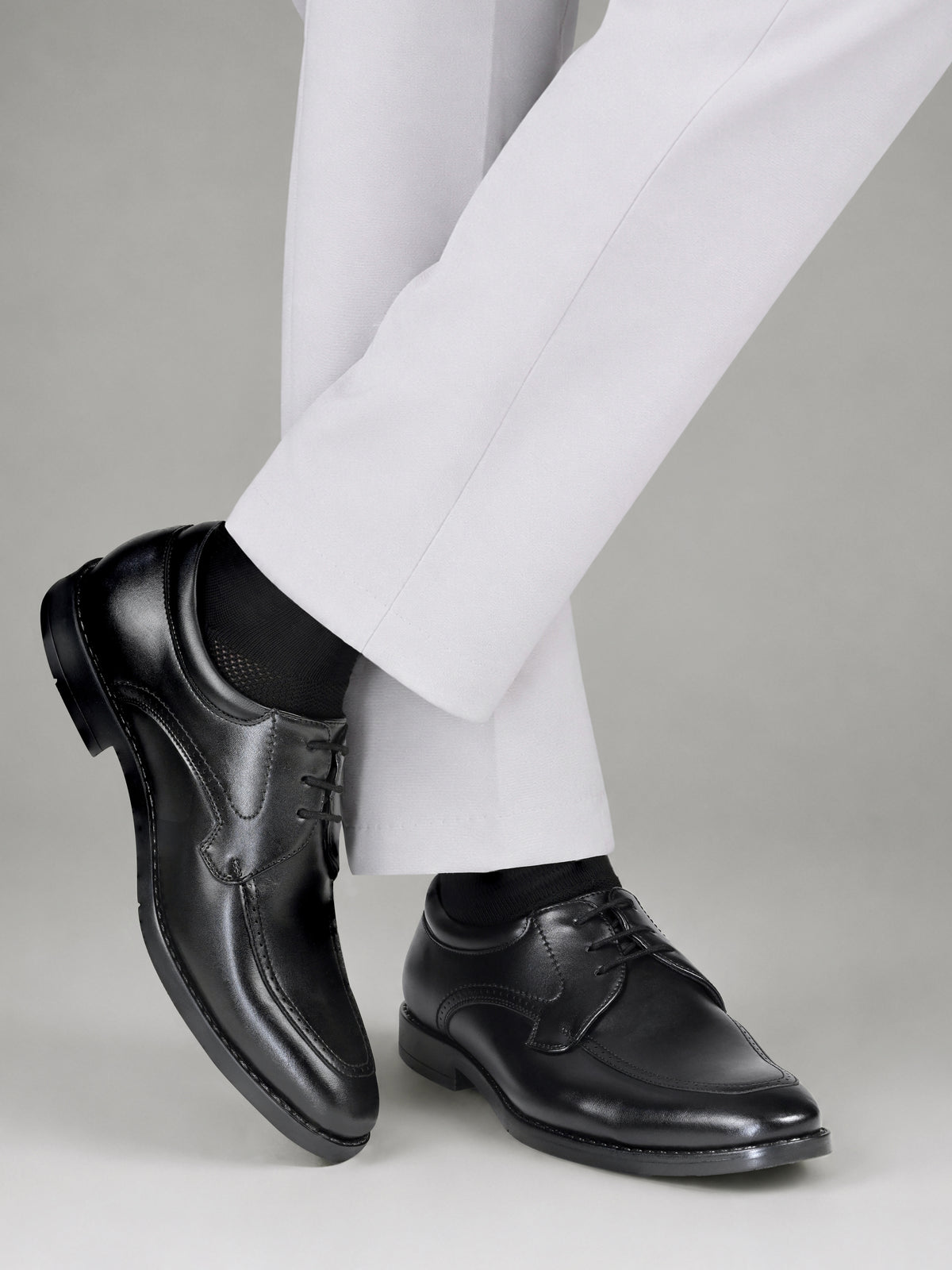 Jet Black Formal Derby Lace-Up Shoes