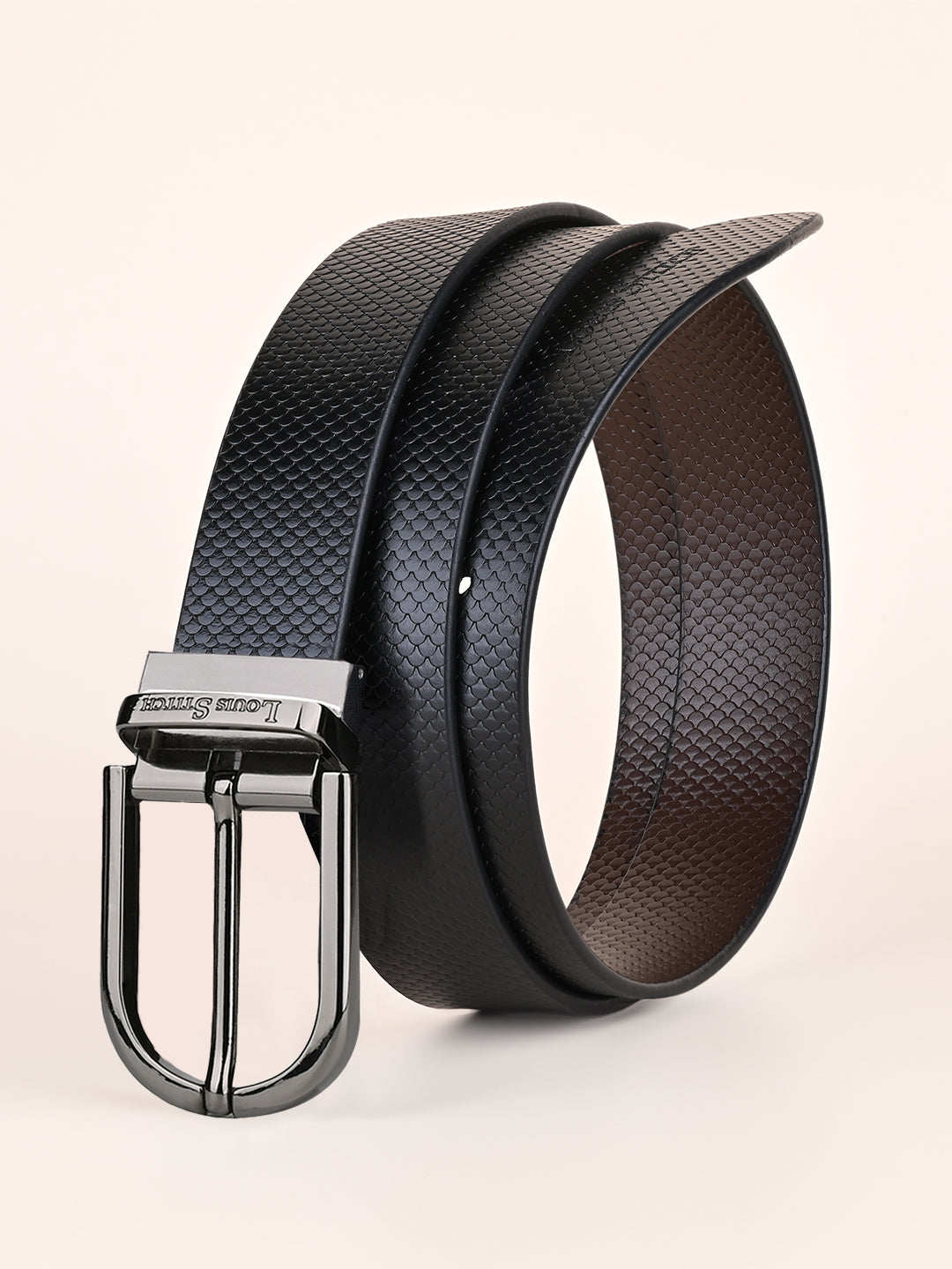 Men's Black & Brown Formal Italian Leather Reversible Belt For Men