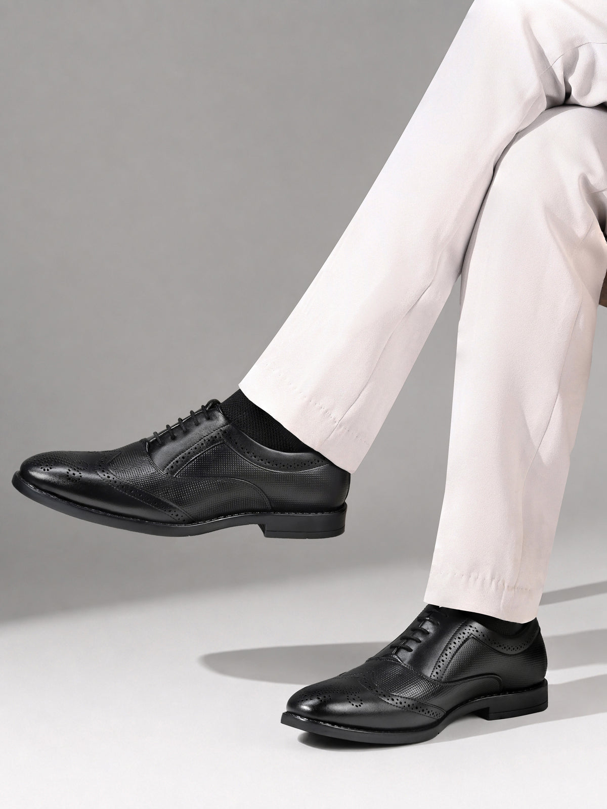 Jet Black Formal Brogue Lace-Up Shoes