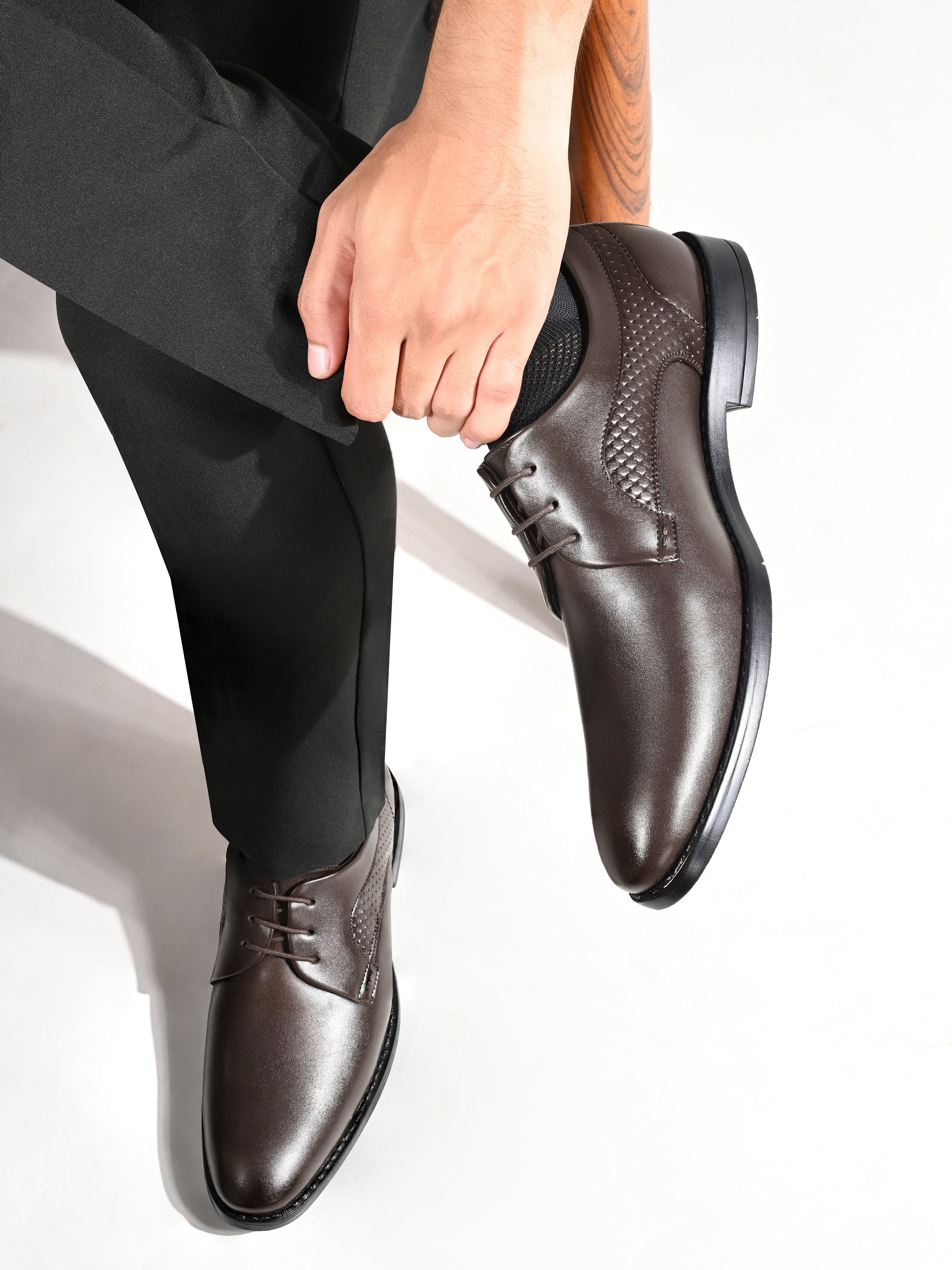 Brunette Brown Formal Derby Lace-Up Shoes