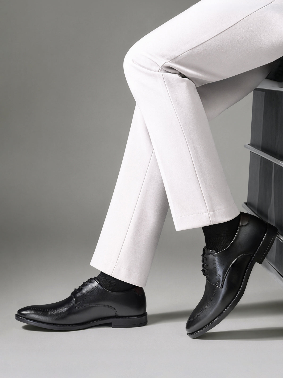 Jet Black Formal Derby Lace-Up Shoes