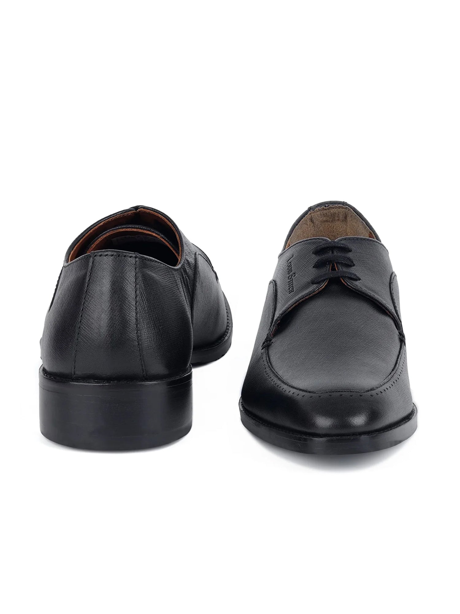 Jet Black Egyptian Crust Leather Derby Style Comfortable Laceup Shoes