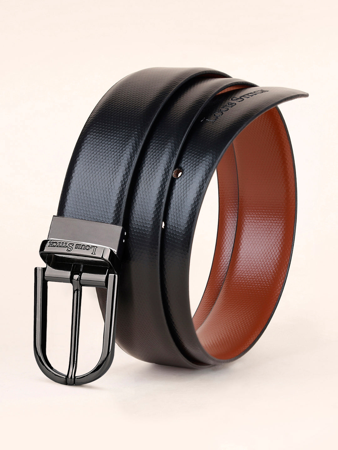 Men's Black & Brown Formal Italian Leather Reversible Belt For Men