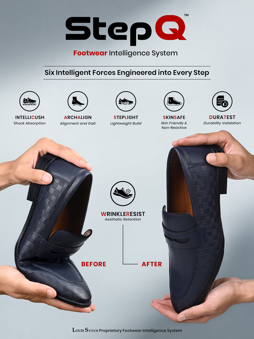 Federal Blue Handcrafted Embossed Moccasins Slipon