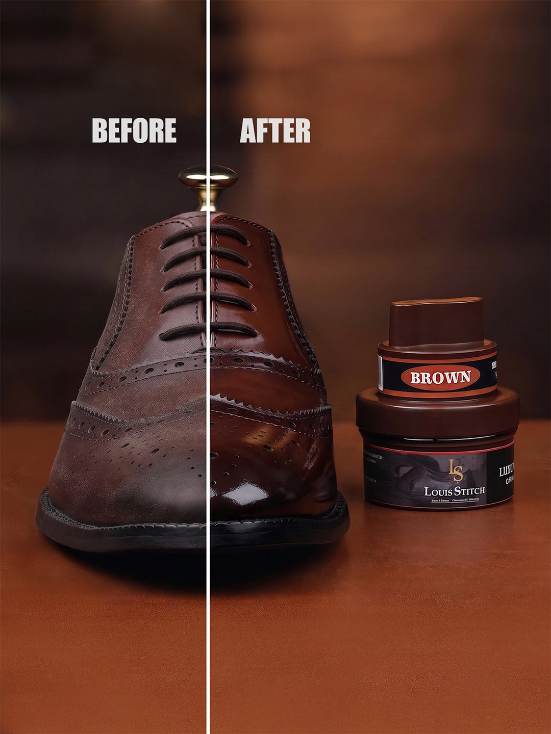 Brown Leather Shoe Cream with Applicator - Best for Shoes and other leather articles (Pack of 2)