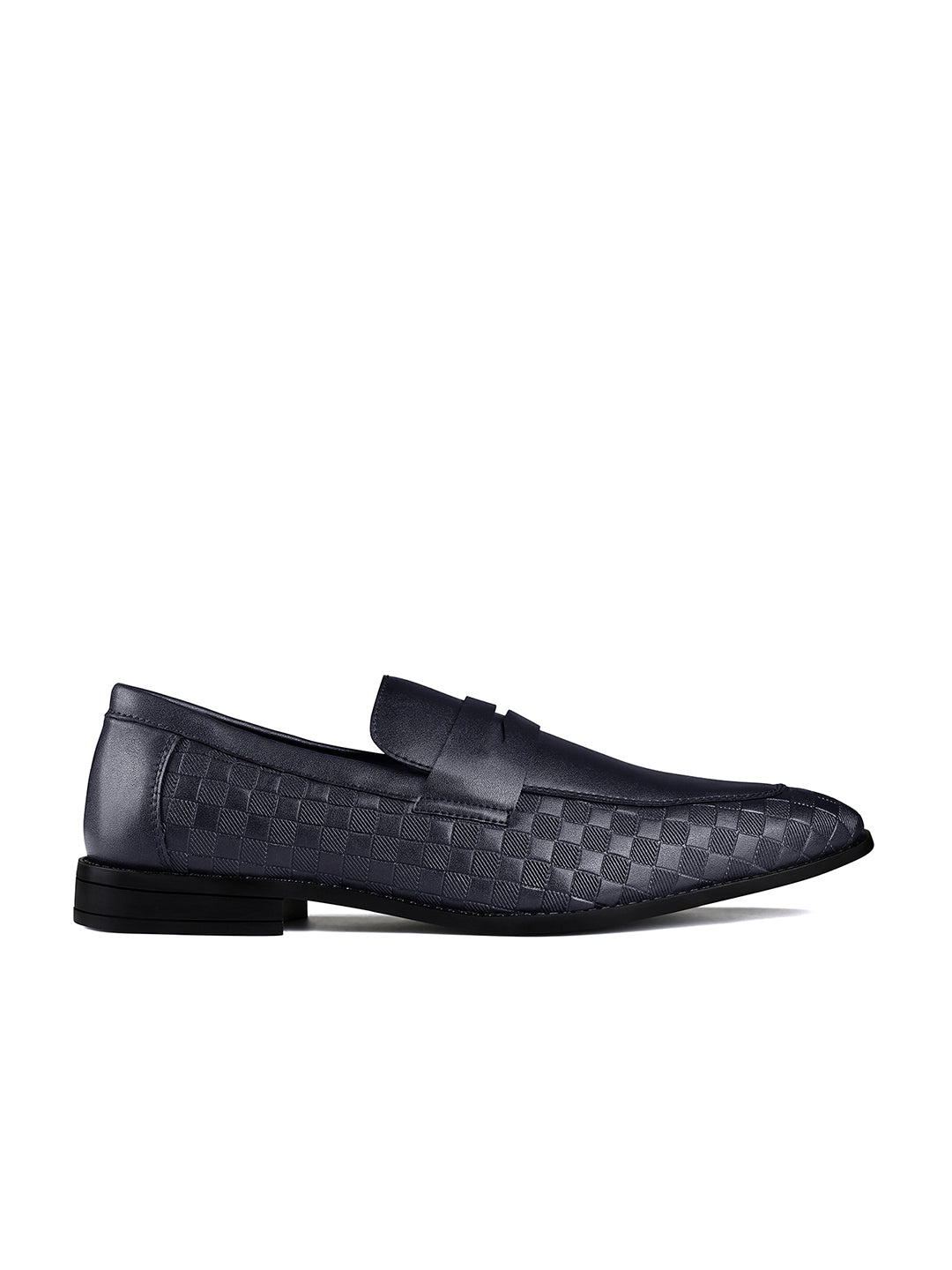 Federal Blue Handcrafted Embossed Moccasins Slipon