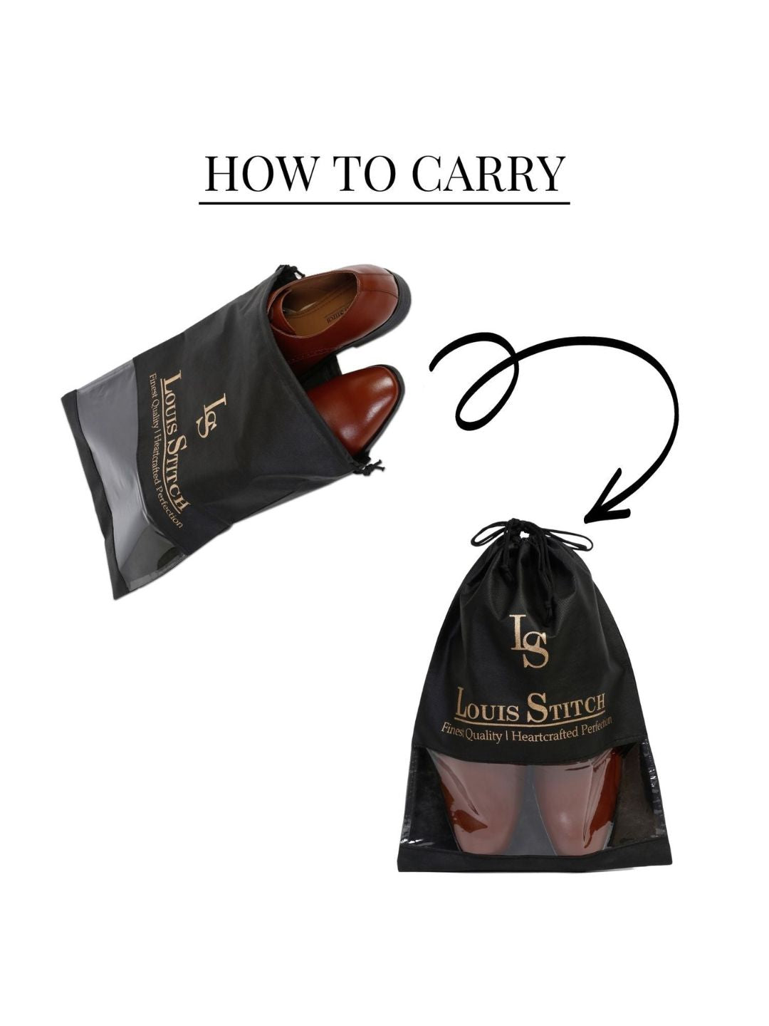 Non Woven Shoe Bag Pack Of  6 Black & Beige See Thru