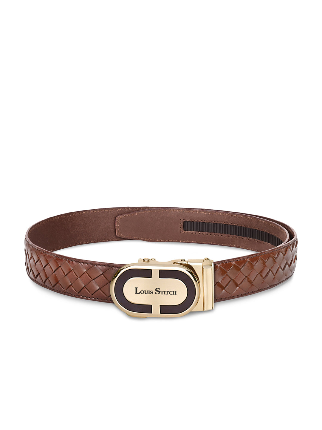 Premium VT Leather Men's Golden Buckle Auto Lock Belt