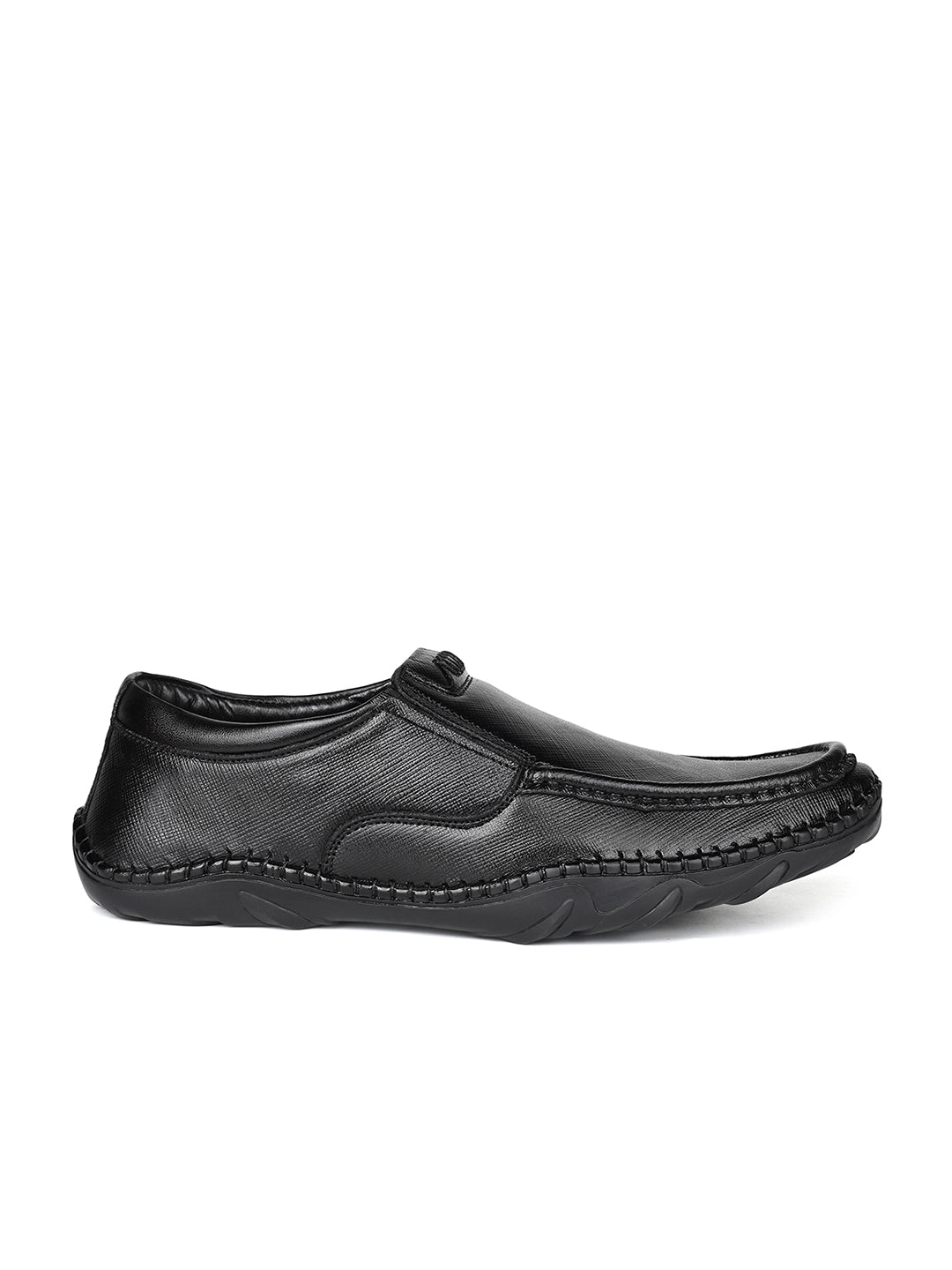 Jet Black Safiano Leather Ultra Lightweight Slip-On Shoes