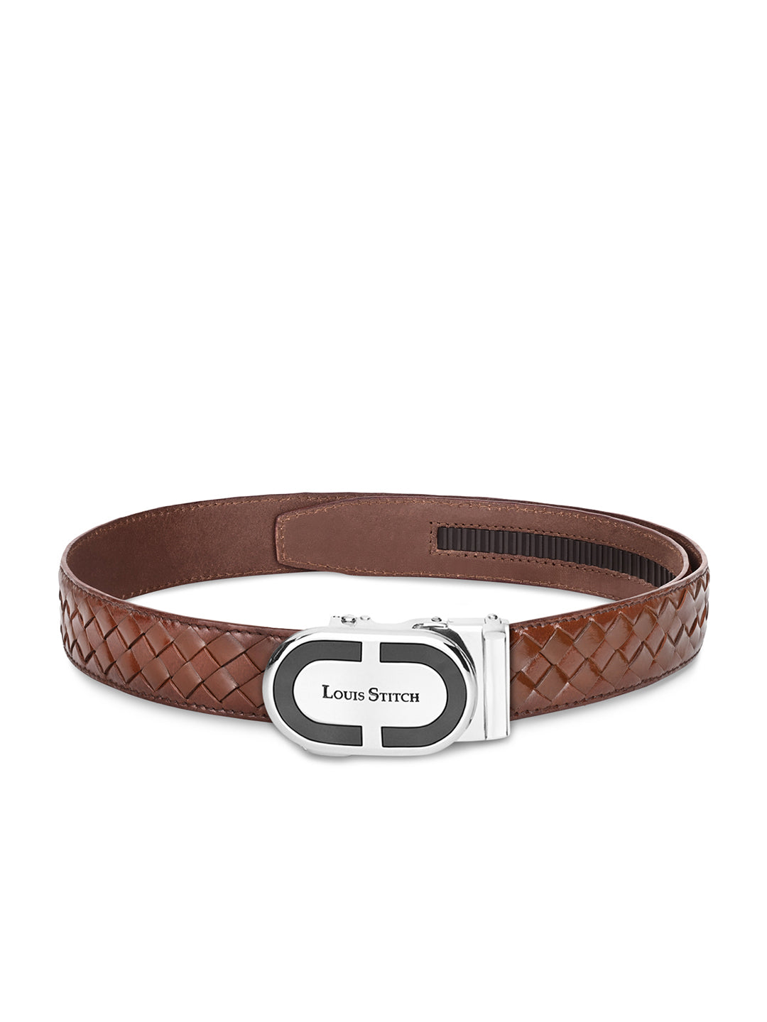Premium VT Leather Men's Chrome Buckle Auto Lock Belt