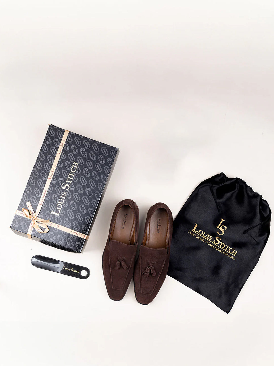 Brunette Brown Handcrafted Italian Suede Leather Tassel Moccasin Shoe