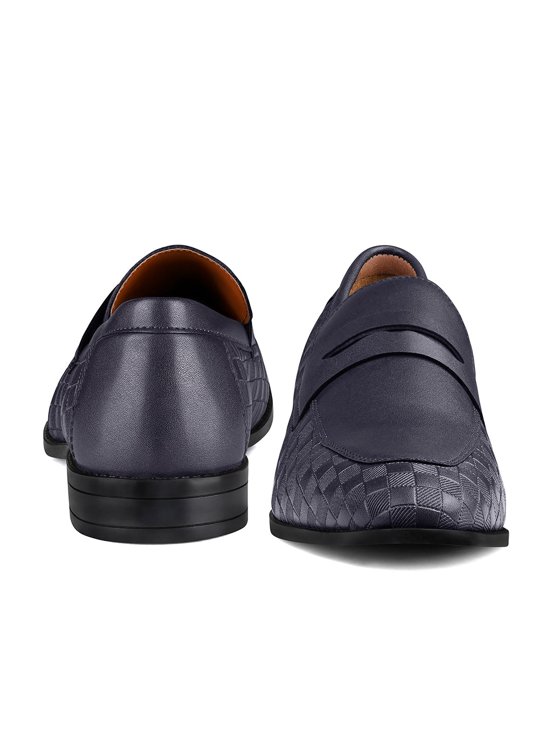 Federal Blue Handcrafted Embossed Moccasins Slipon