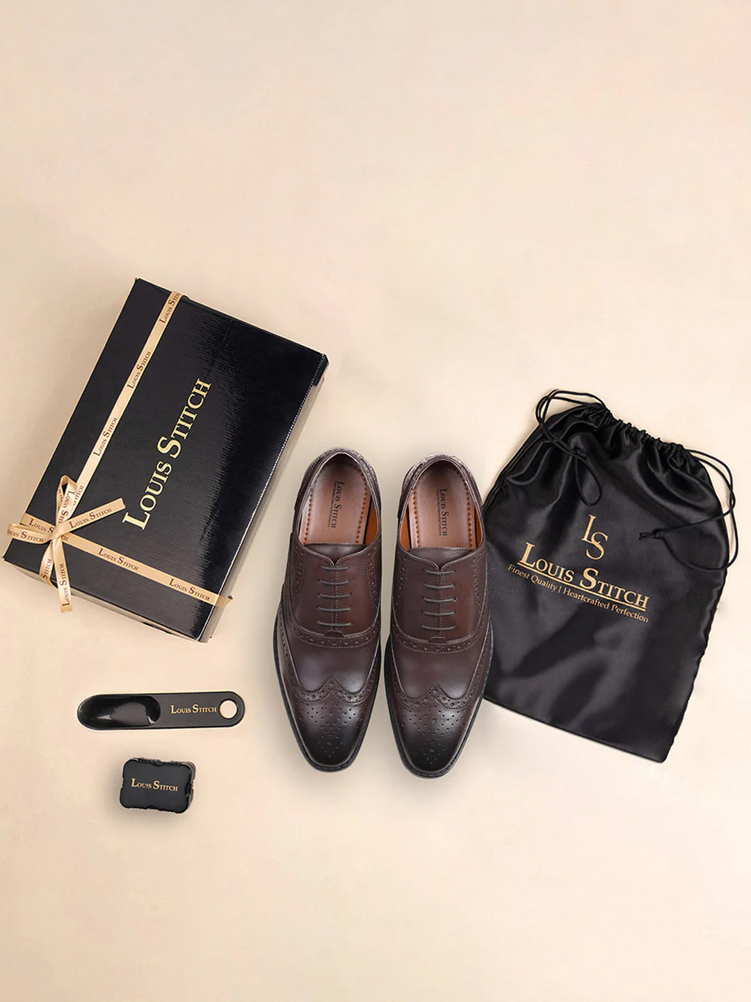 Brunette Brown Egyptian Crust Leather Brogue Shoes