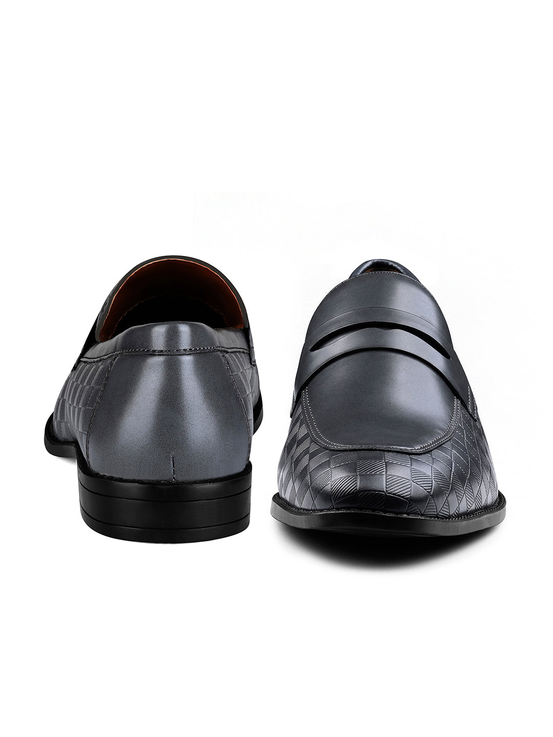 Ash Grey Handcrafted Embossed Moccasin Slipon