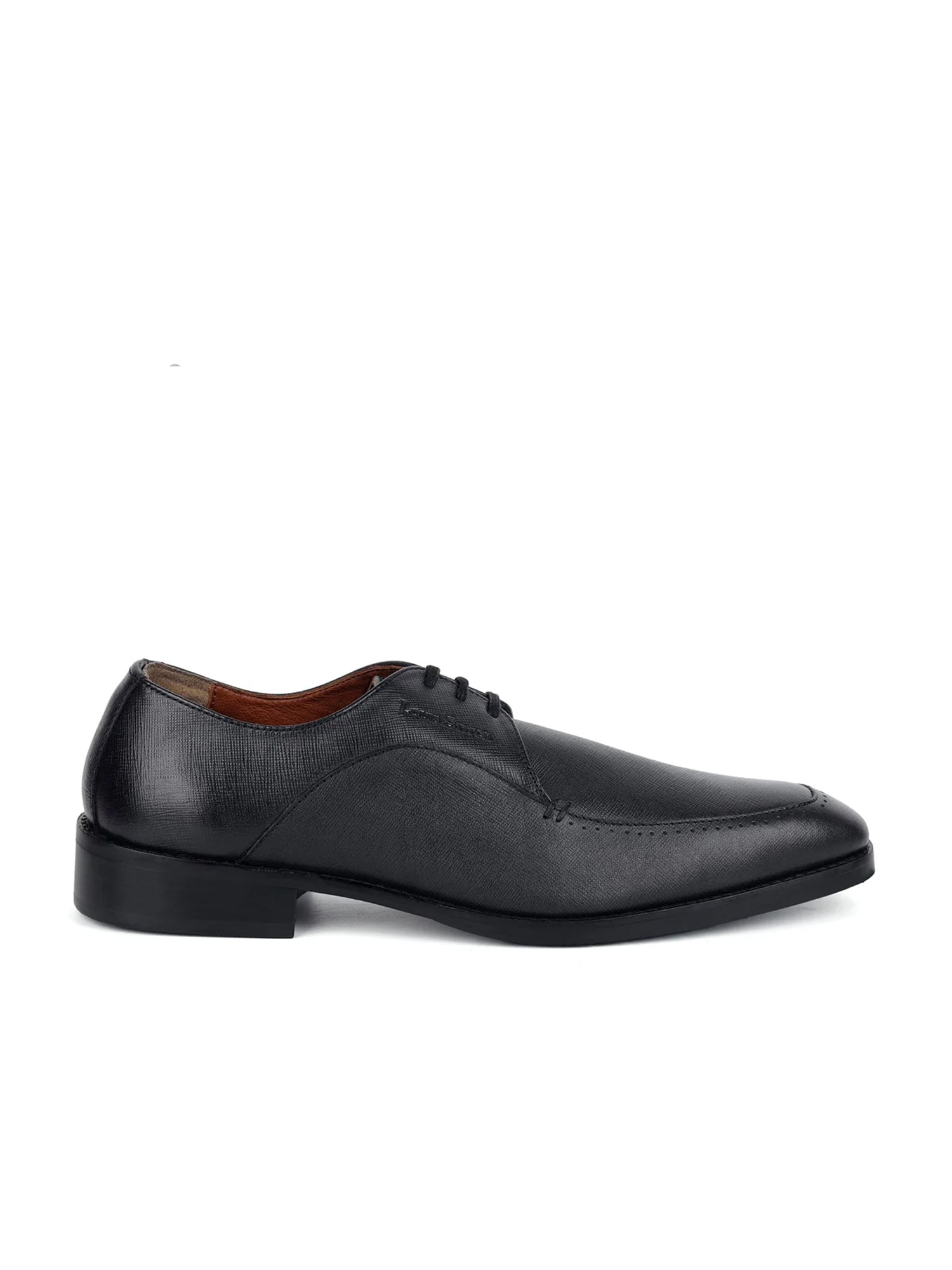 Jet Black Egyptian Crust Leather Derby Style Comfortable Laceup Shoes