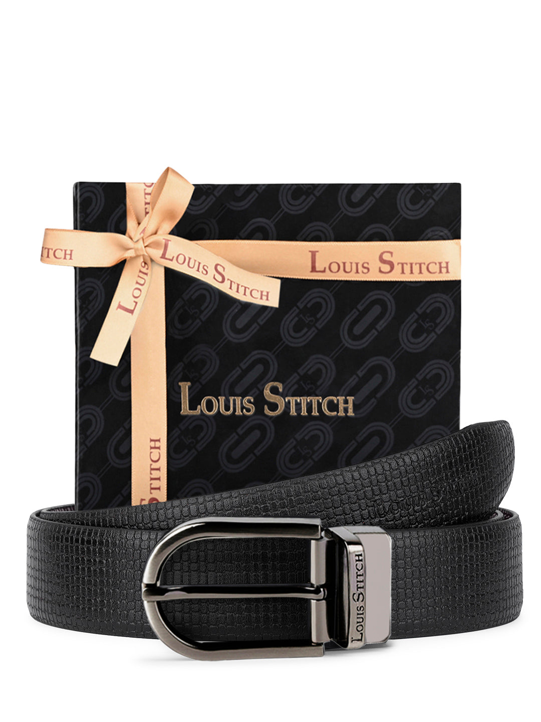 Men's Black & Brown Formal Italian Leather Reversible Belt For Men