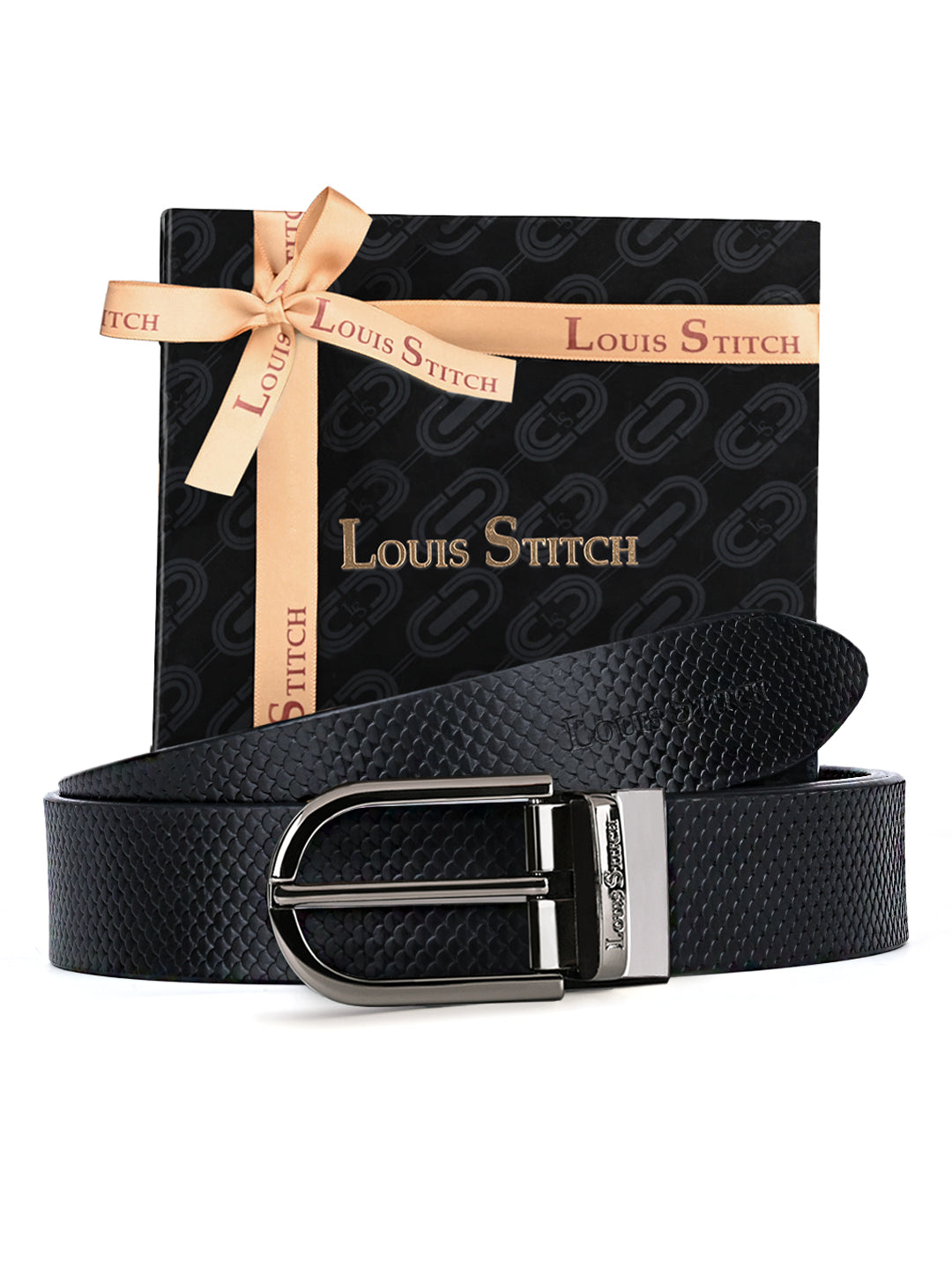 Men's Black & Brown Formal Italian Leather Reversible Belt For Men
