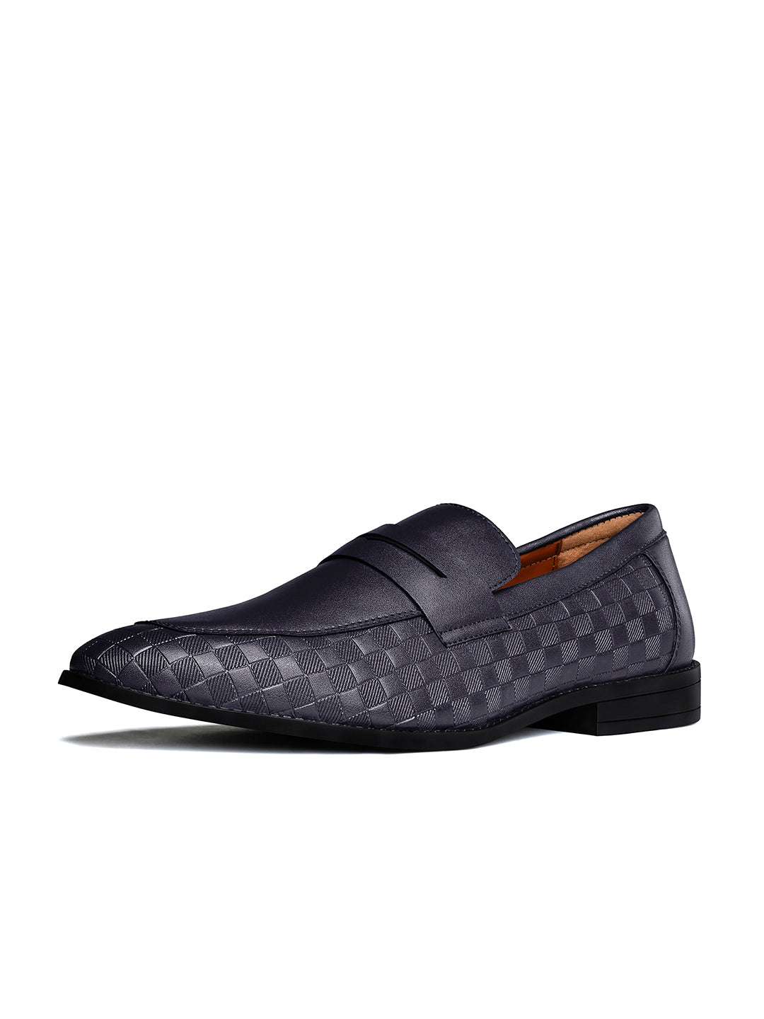 Federal Blue Handcrafted Embossed Moccasins Slipon