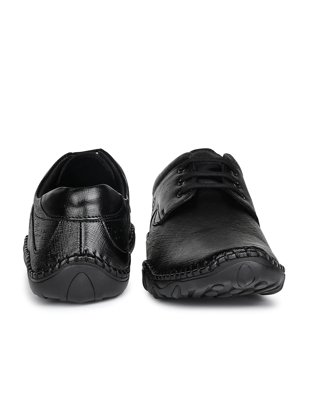 Obsidian Black Safiano Leather Ultra Lightweight Derby Shoes