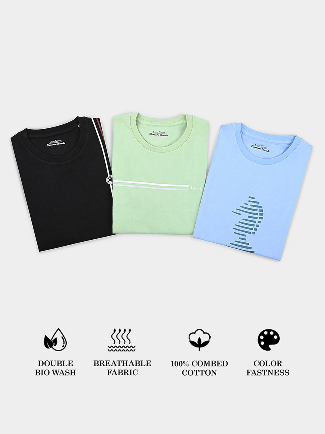 Men's Super Combed Cotton Regular Fit Pack of 3 Roundneck T-shirts