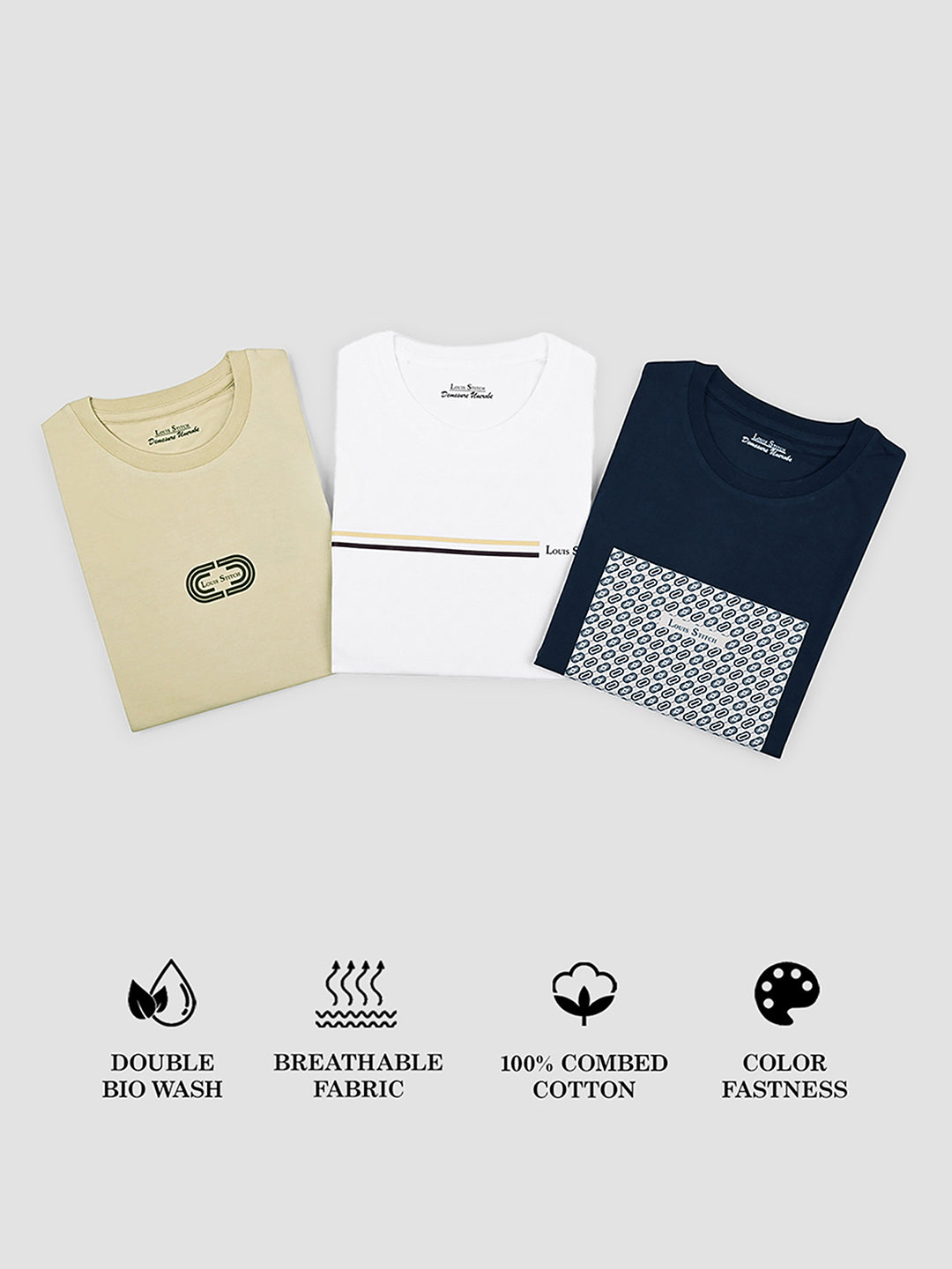 Men's Super Combed Cotton Regular Fit Pack of 3 Roundneck T-shirts
