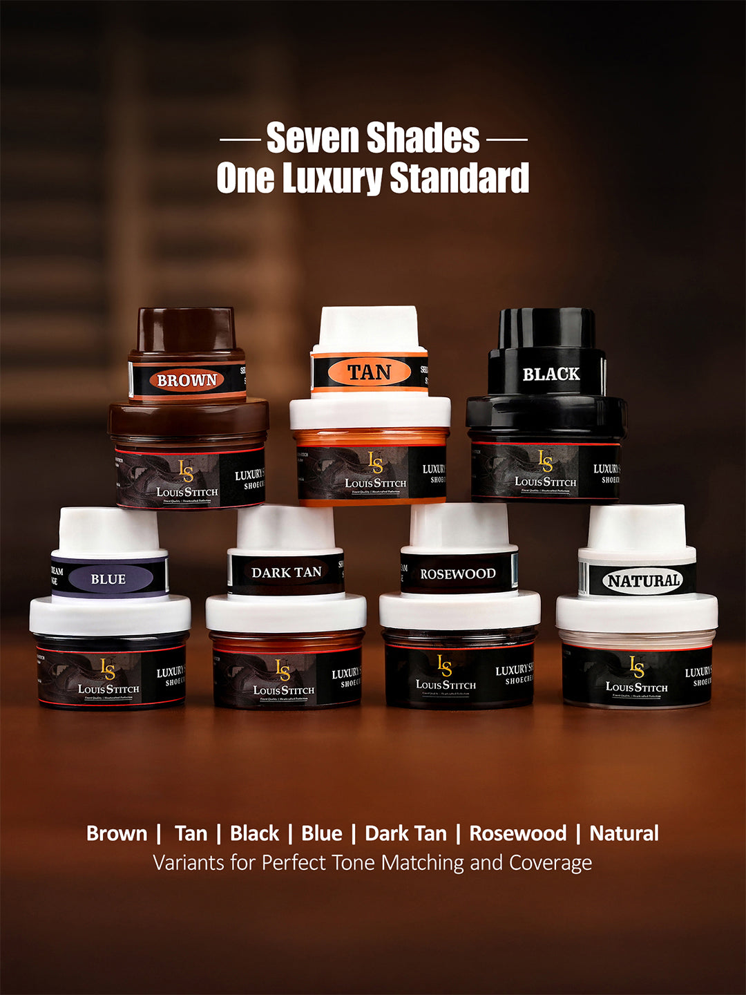 Black and Neutral Leather Shoe Cream with Applicator For Leather items