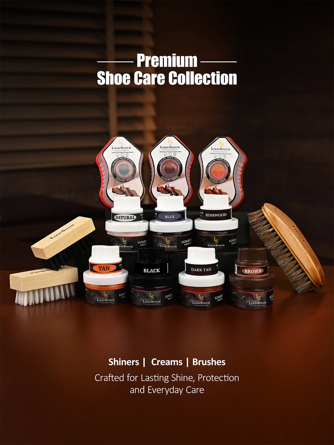 Black and Neutral Leather Shoe Cream with Applicator For Leather items