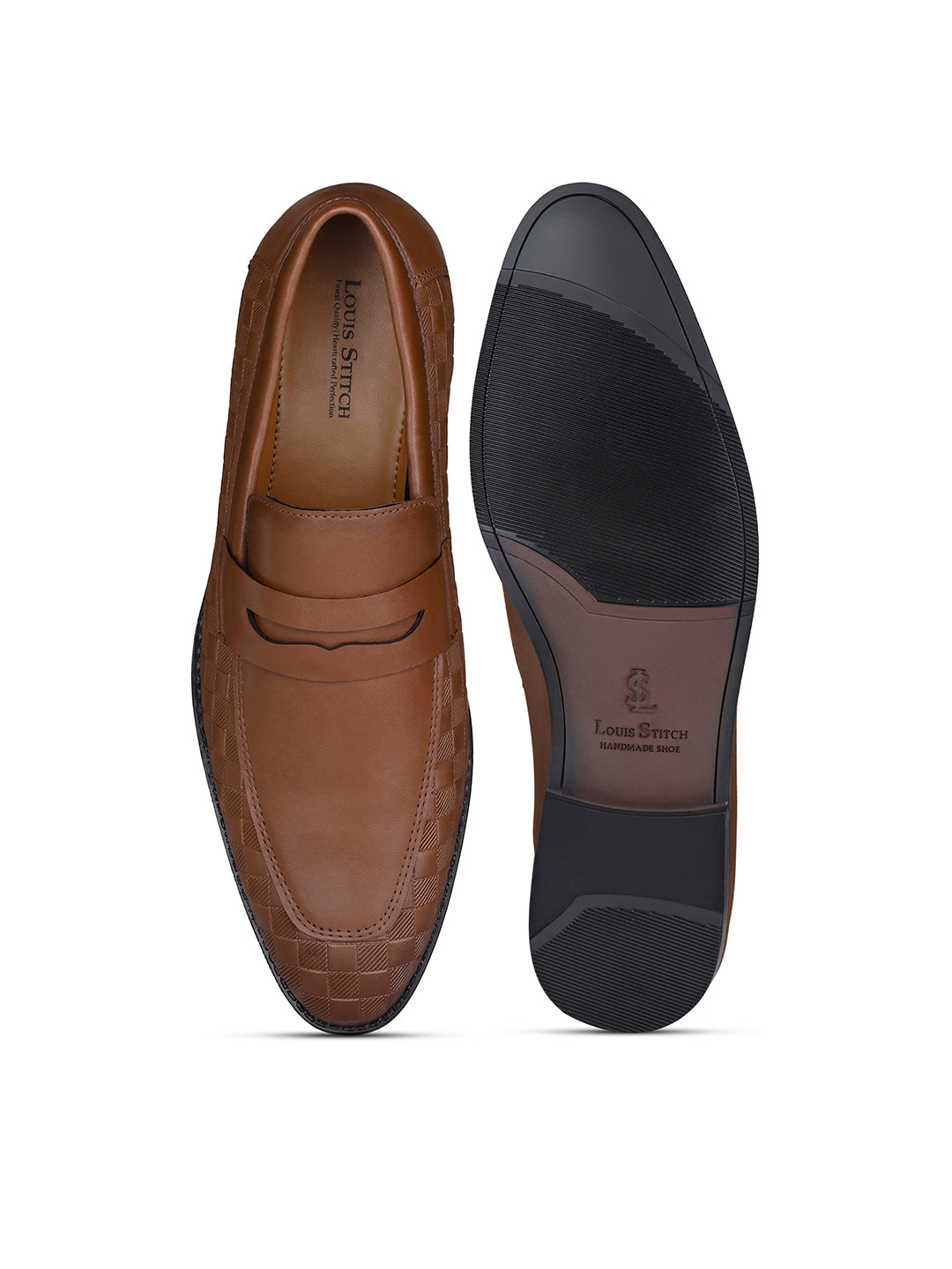 Tan Handcrafted Embossed Moccasin Slipon