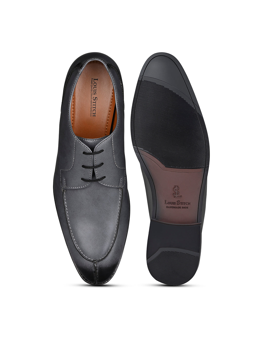 Ash Grey Handcrafted Derby Laceups Shoes
