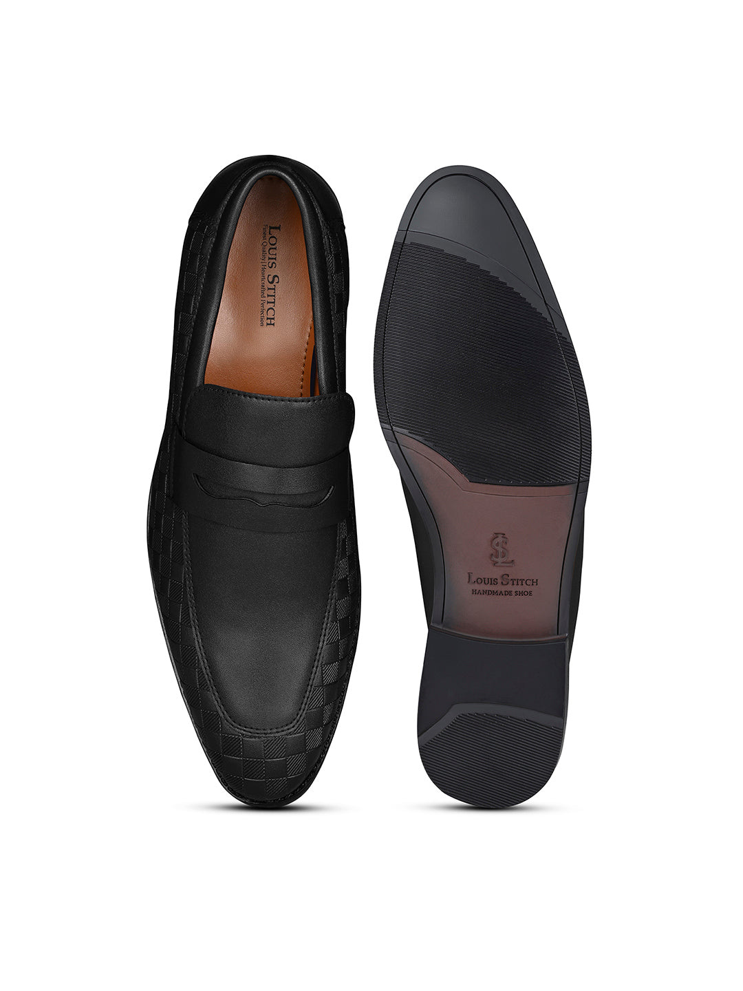 Jet Black Handcrafted Embossed Moccasin Slipon