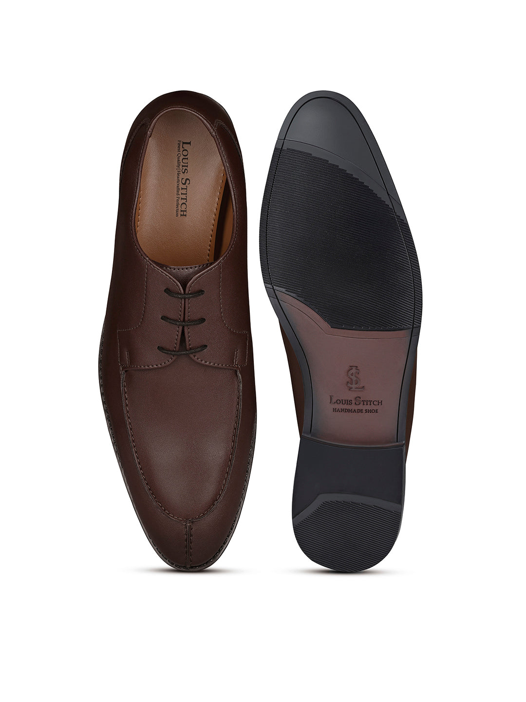 Brunette Brown Handcrafted Derby Laceups Shoes