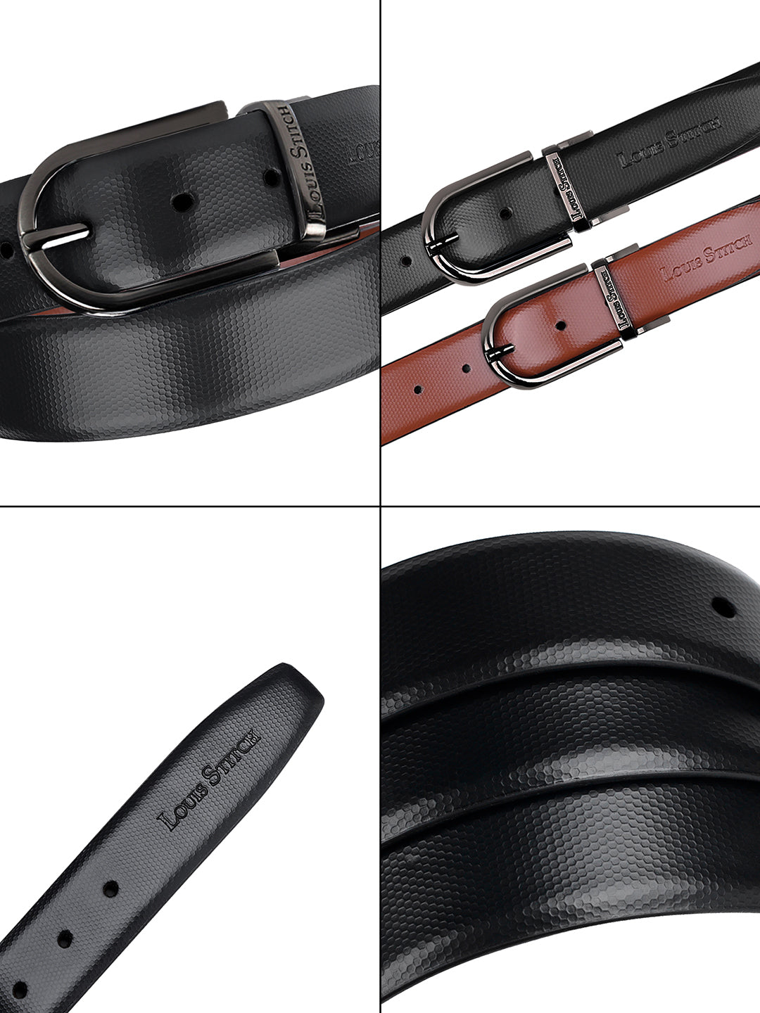 Men's Black & Brown Formal Italian Leather Reversible Belt For Men