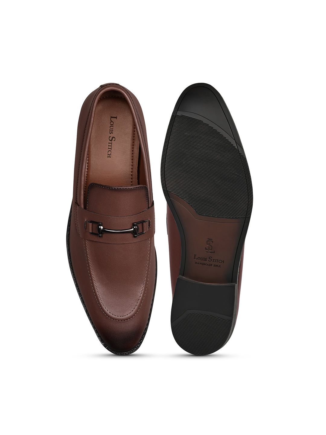 Russet Tan Shoes Slipon Style Comfortable Moccasins with Buckle