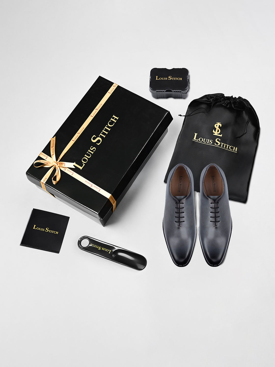 Ash Grey Handcrafted Lace-Up Wholecut Derby Shoe