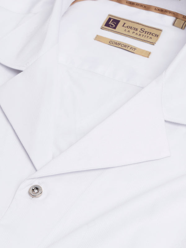 Regular Fit Club Wear Geometric White Shirt For Men