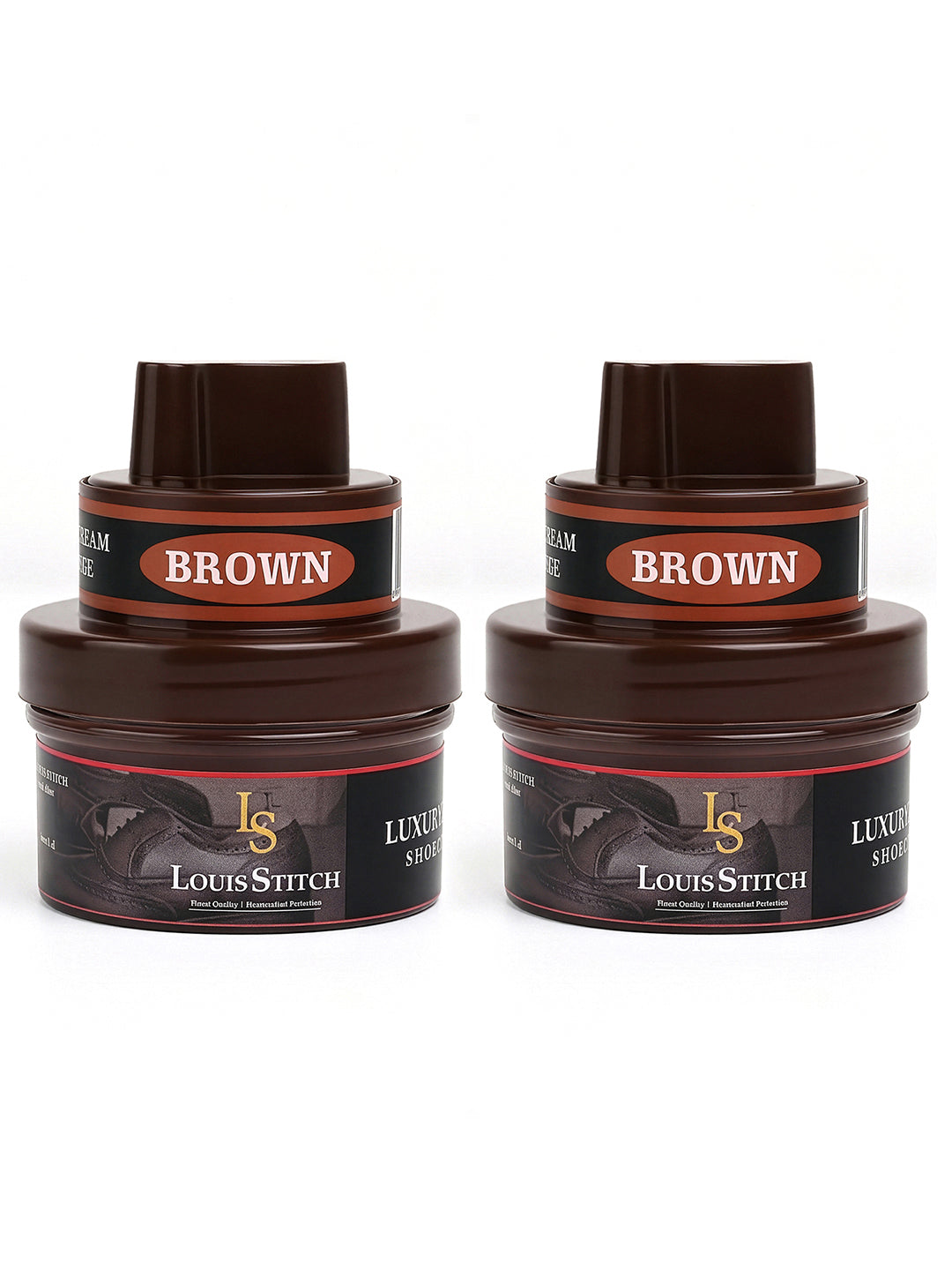Brown Leather Shoe Cream with Applicator - Best for Shoes and other leather articles (Pack of 2)