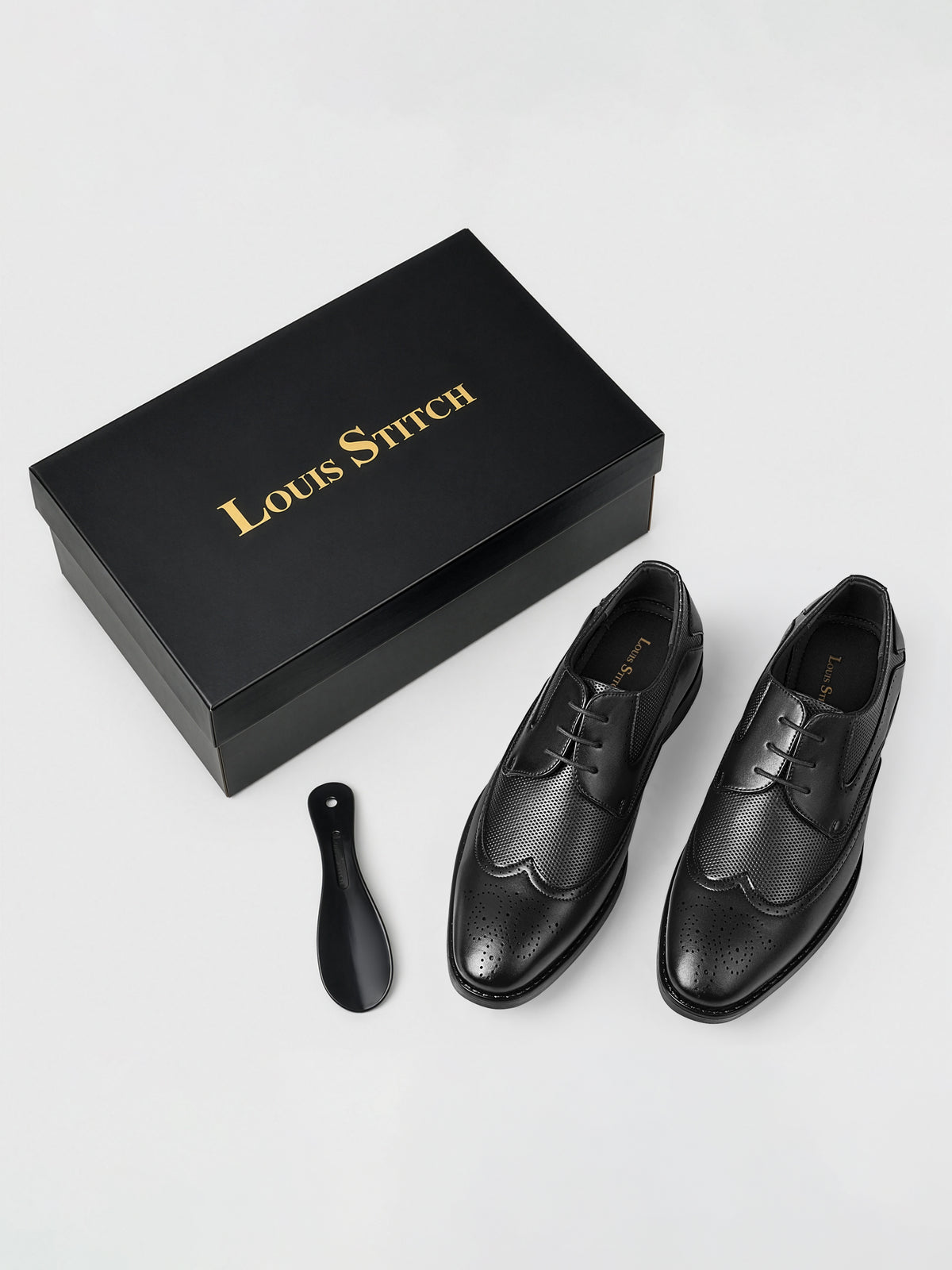 Jet Black Formal Brogue Lace-Up Shoes