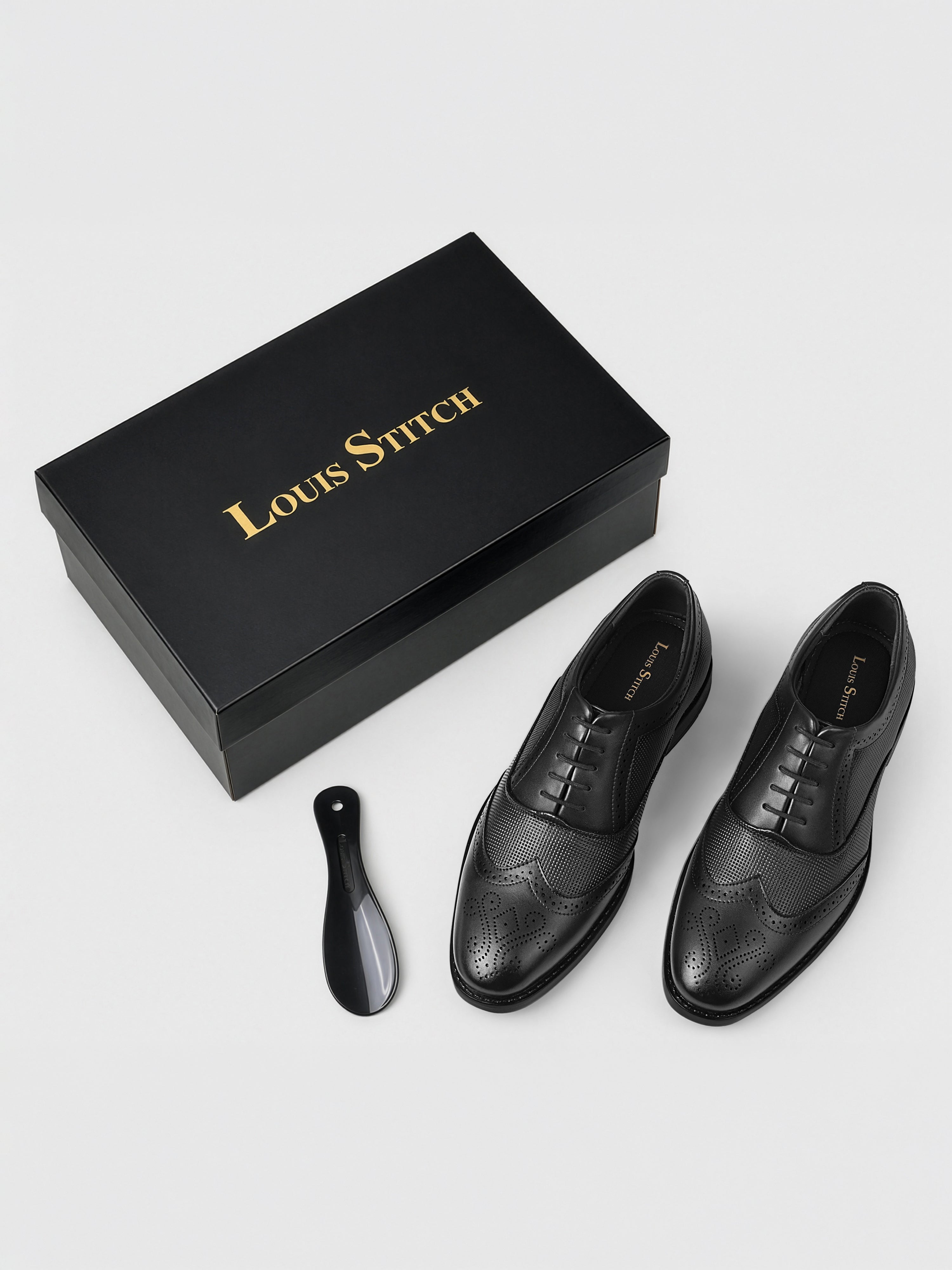 Jet Black Formal Brogue Lace-Up Shoes