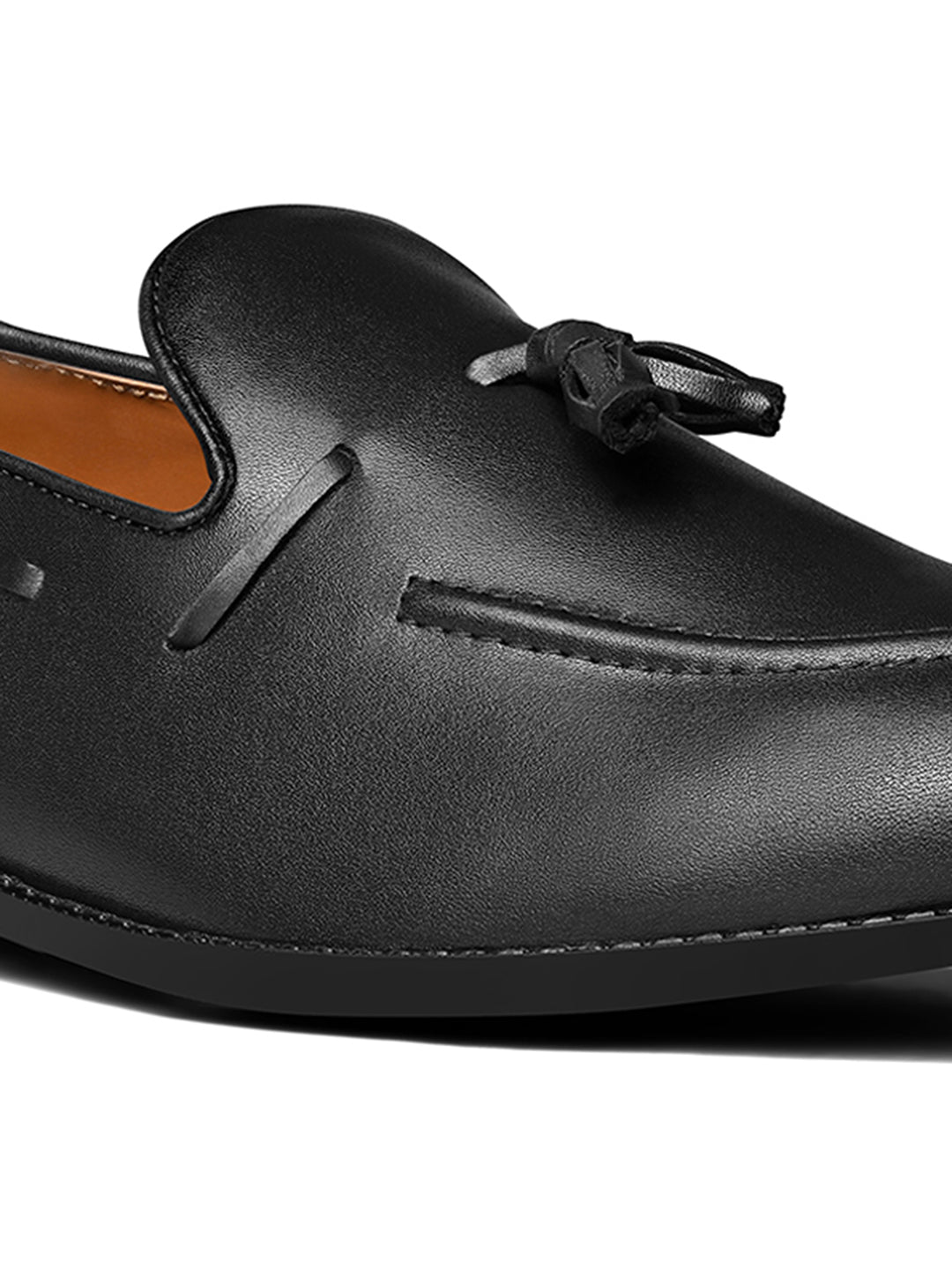 Jet Black Handcrafted Tassel Moccasin Slipon