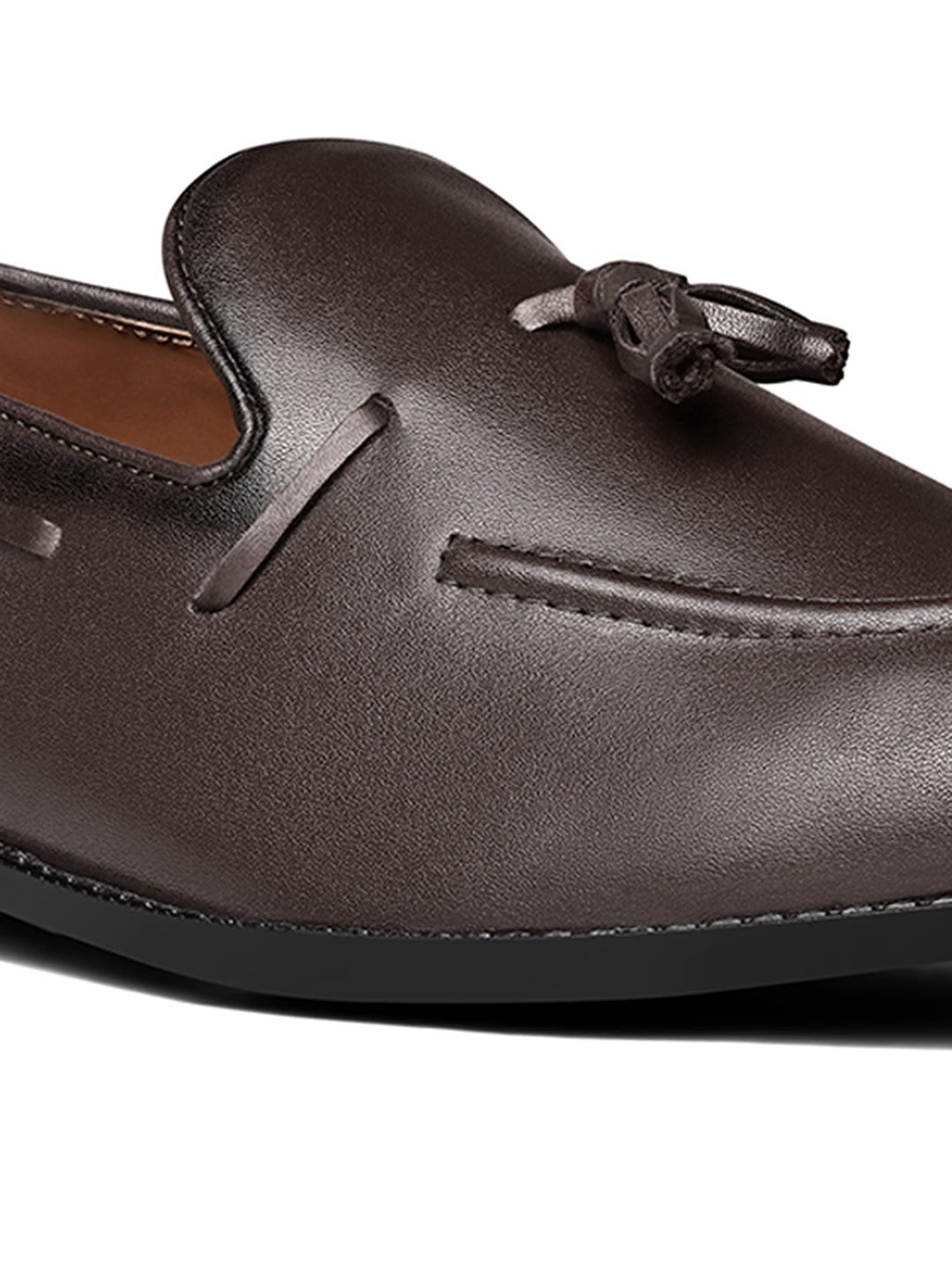 Brunette Brown Handcrafted Tassel Moccasin Slipon