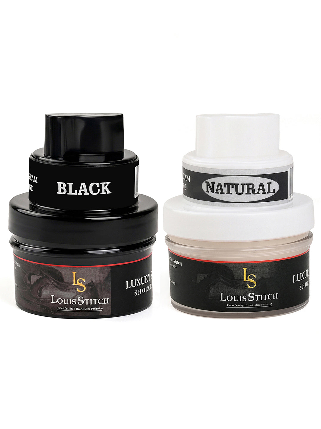 Black and Neutral Leather Shoe Cream with Applicator For Leather items