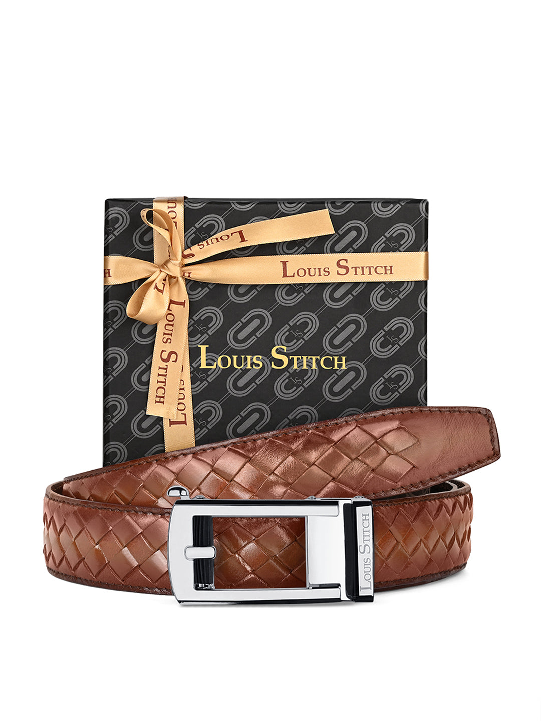 Premium VT Leather Men's Chrome Buckle Auto Lock Belt