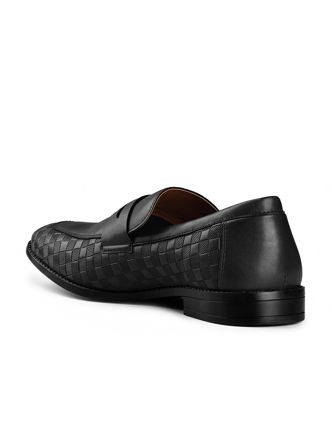 Jet Black Handcrafted Embossed Moccasin Slipon