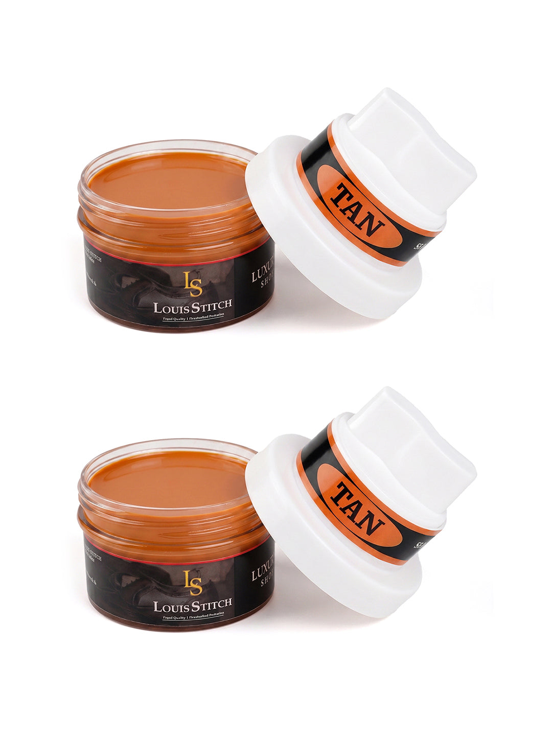 Tan Leather Shoe Cream with Applicator - Best for Shoes and other leather articles (Pack of 2)