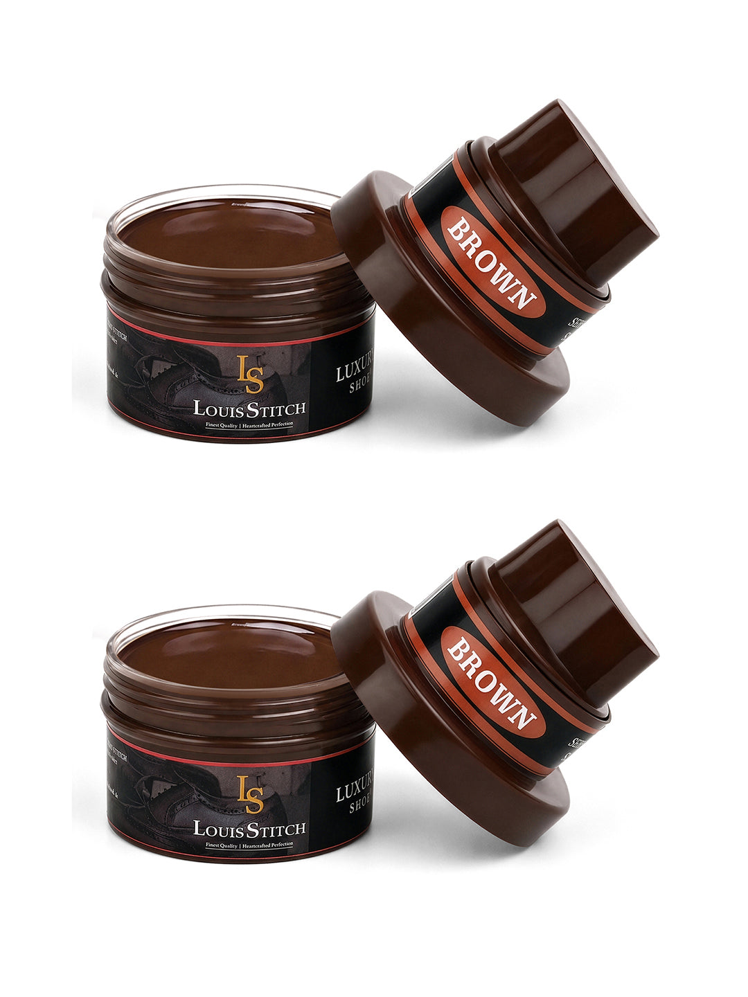 Brown Leather Shoe Cream with Applicator - Best for Shoes and other leather articles (Pack of 2)