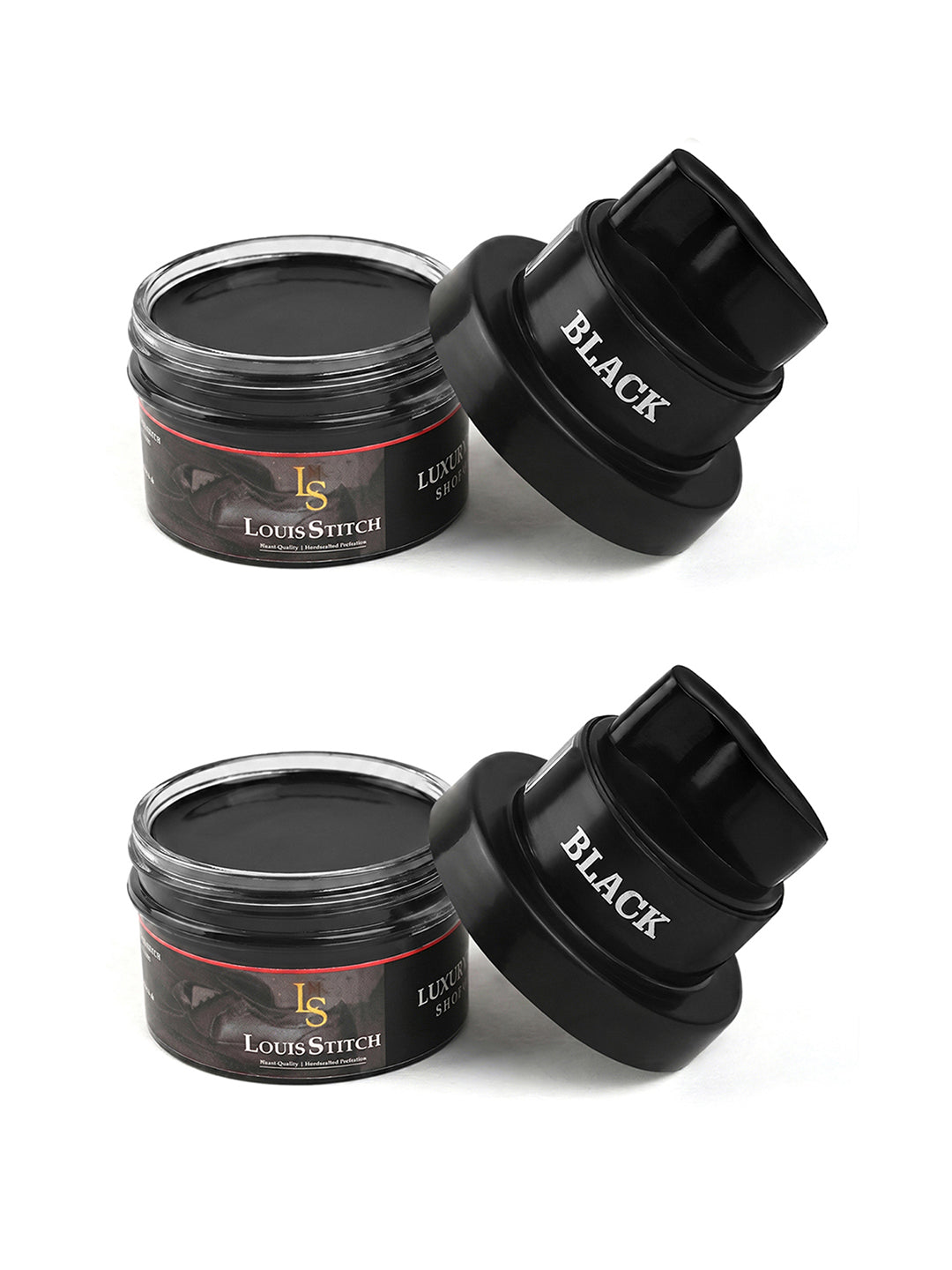 Black Leather Shoe Cream with Applicator - Best for Shoes and other leather articles (Pack of 2)