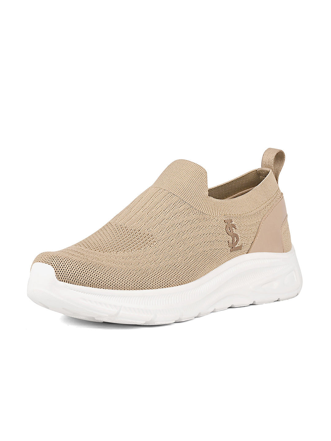 Beige Lightweight Athleisure Flyknit Sport Shoes