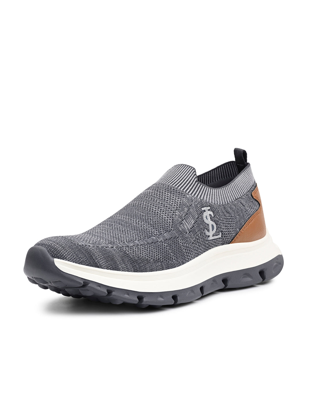 Grey and Tan Lightweight Aethleisure Flyknit Sport Shoes