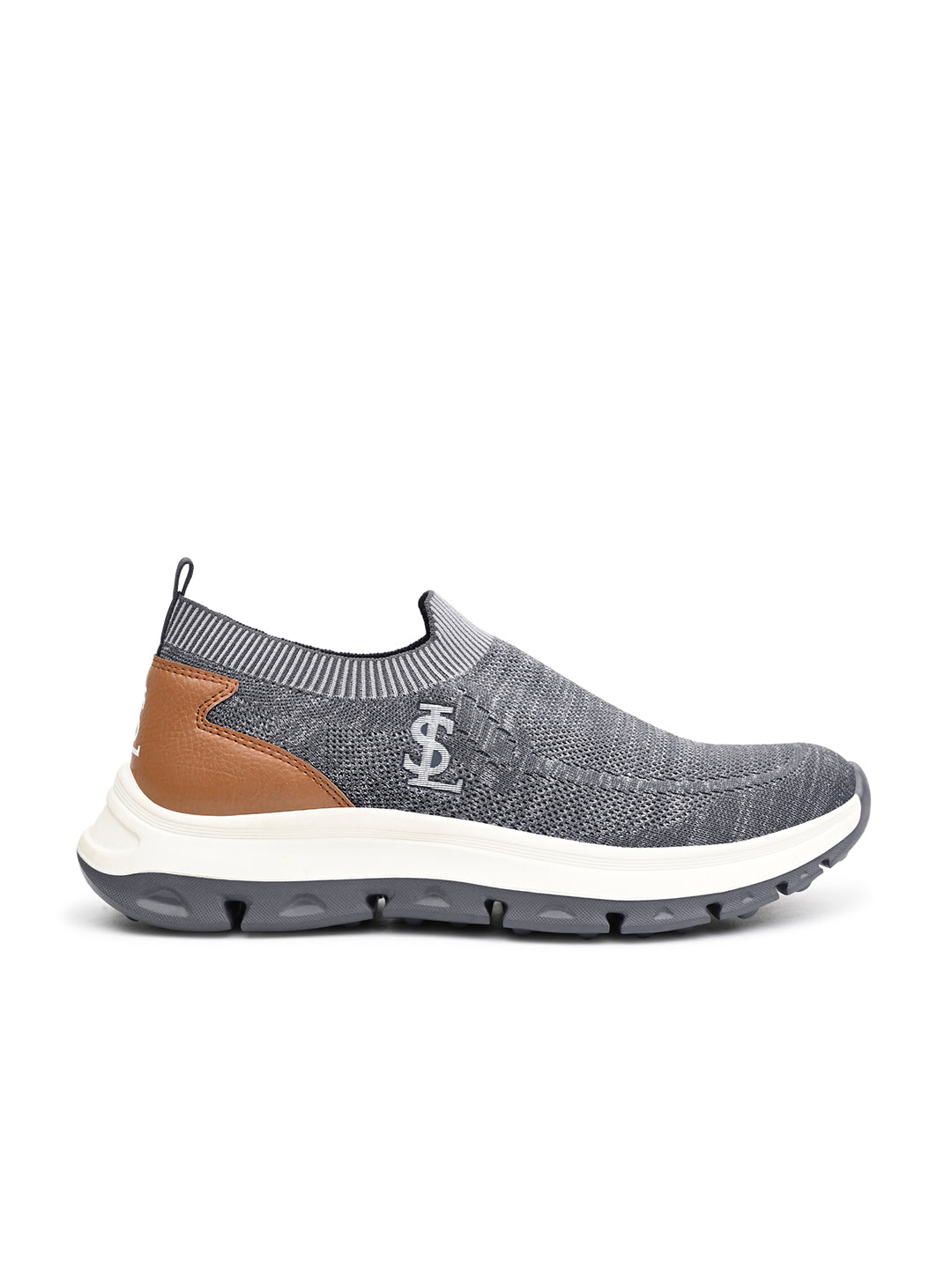 Grey and Tan Lightweight Aethleisure Flyknit Sport Shoes